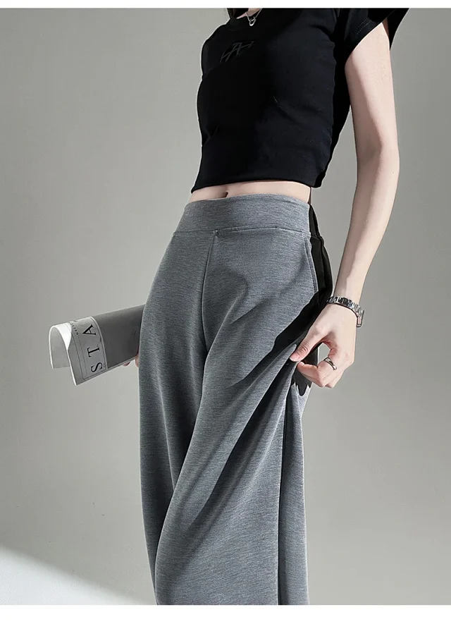 2025 Fall Cuprammonium Modal Air Layer Black Wide - leg Pants Detail