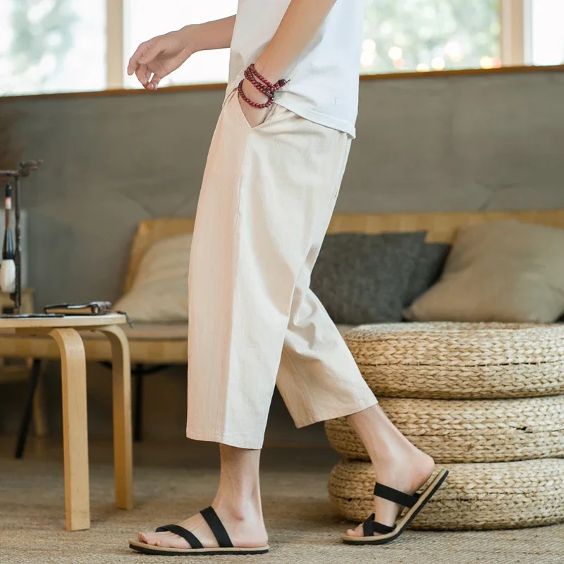 Summer Men's Linen Casual Capris