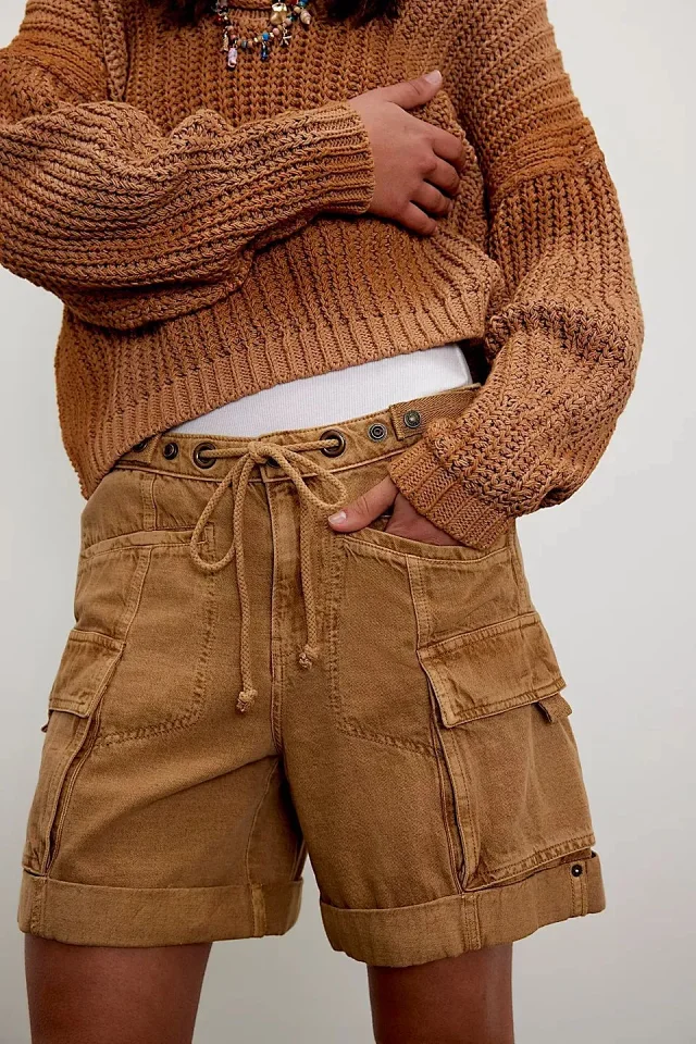 Women's Summer Loose Denim Shorts with Belt Detail