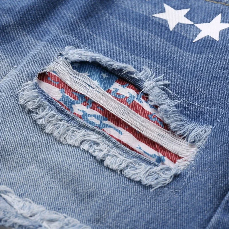 Women's Ripped Flap Denim Shorts