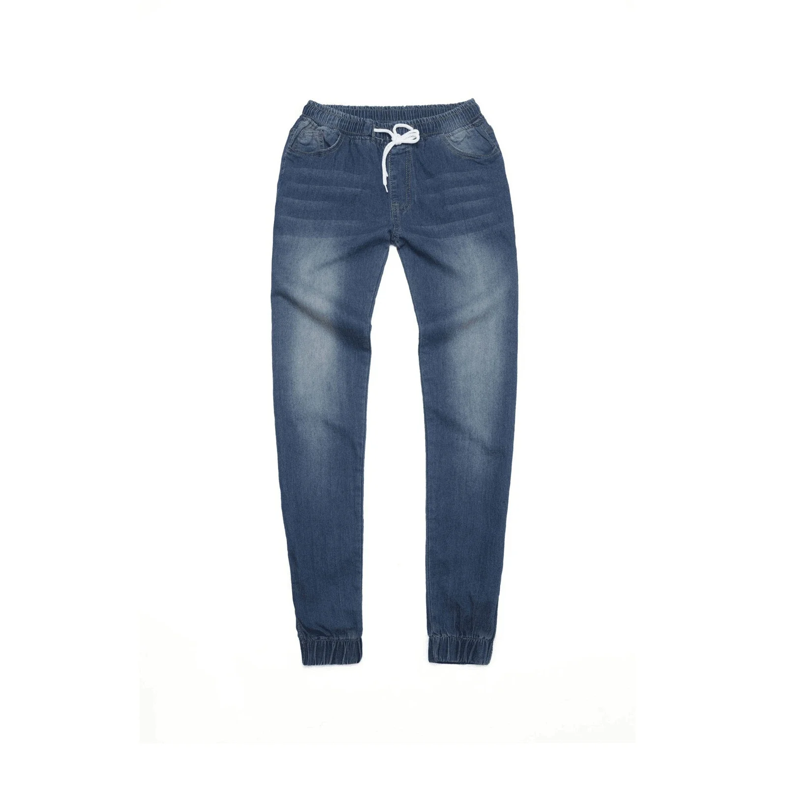 Elastic Waist Drawstring Low-Rise Denim Pants for Women