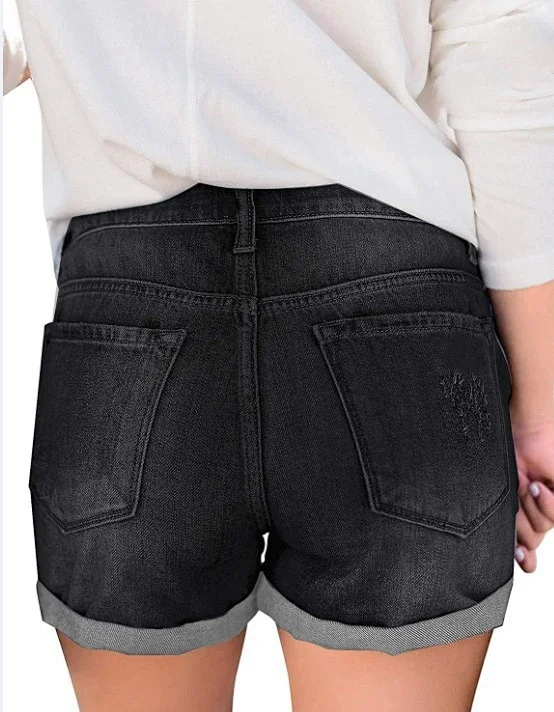 Plus-Size Retro Y2K Denim Shorts Detail