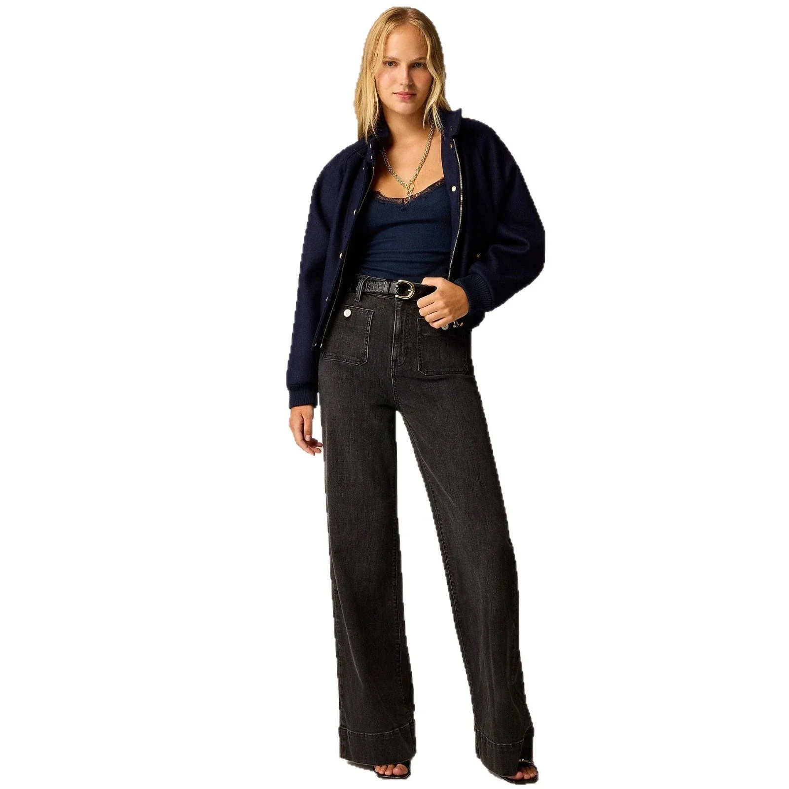 Loose Straight Flare Jeans, High-Waist, All-Match