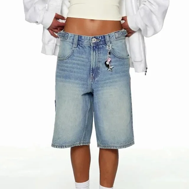 European&American Loose Denim Capris Detail