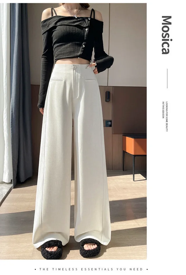 Women's Grey Wide - leg Suit Pants 2025 Detail