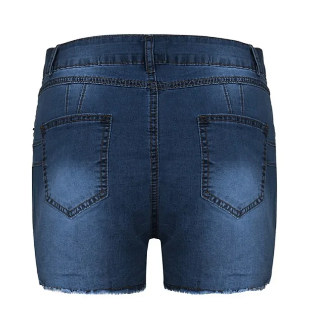Aliexpress Indie Site: Elastic Ripped Fringe Denim Shorts (Women) Detail