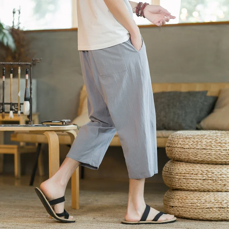 Summer Men's Linen Casual Capris