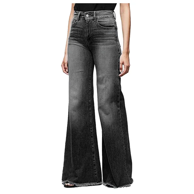 High-waist Butt-lifting Tie Flared Wide-leg Jeans (Women) Detail