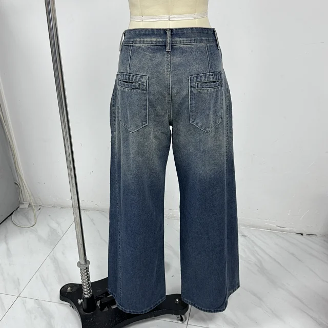Vintage Wide-Leg Denim Pants for Women Detail