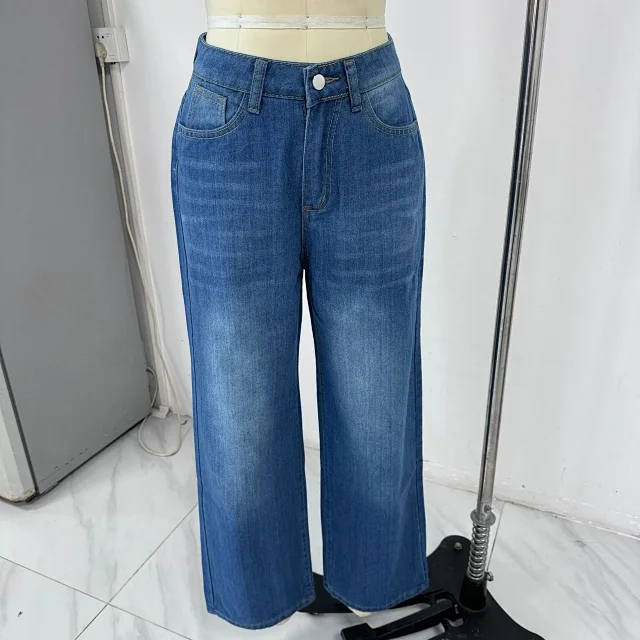 Women's Vintage High-waist Wide-leg Jeans Detail