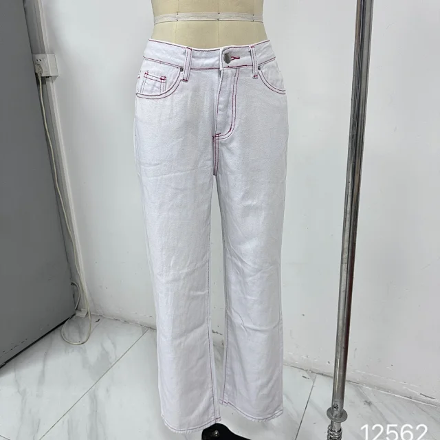 Early Fall White Jeans with Bow & Strawberry Patches Detail