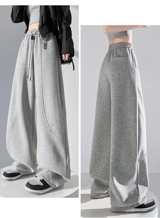 2025 Fall New White Banana Wide - Leg Pants Detail