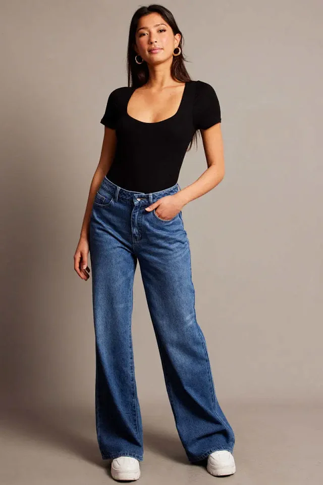Women's Vintage High-waist Wide-leg Jeans Detail