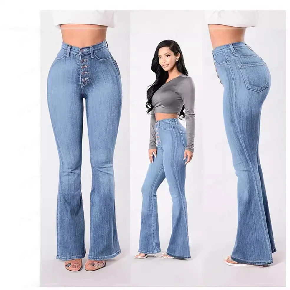 High-waisted Stretch Wide-leg Jeans (Women)