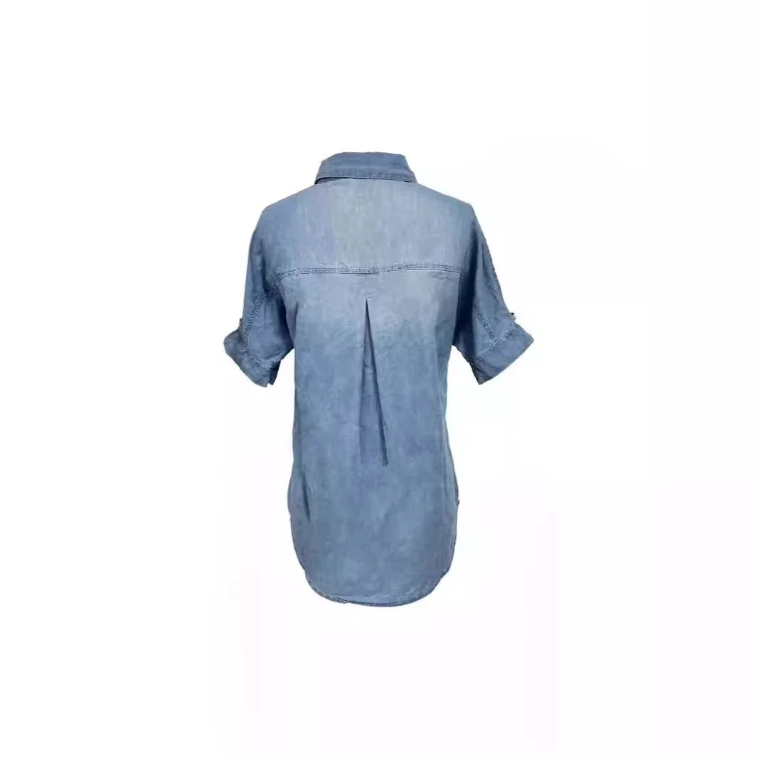 European & American Fashion Loose Slimming Collared Denim Shirt