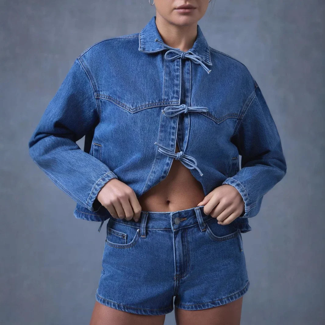 Factory Direct: Loose Casual Tie Denim Jacket (Women)