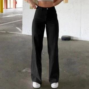 High-waist Slim Solid Jeans for Women