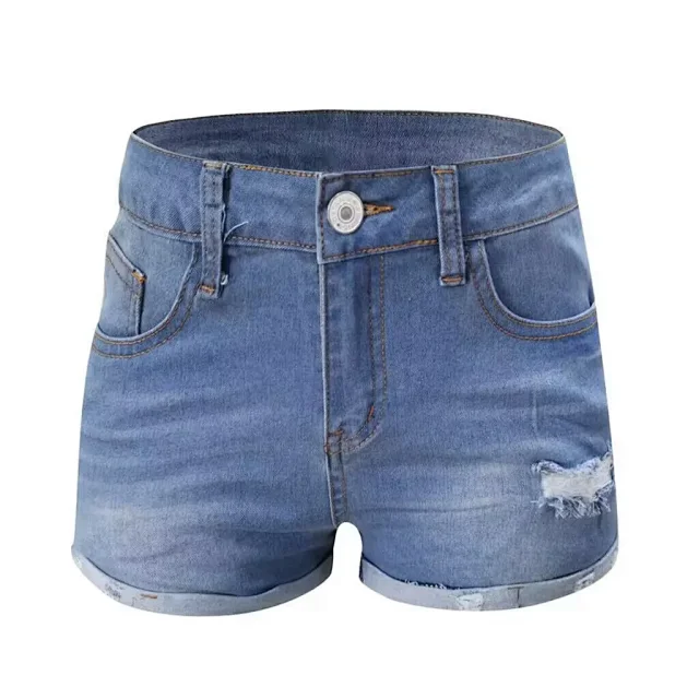 AliExpress Bestseller: Elastic Slim Fit Ripped Fringe Denim Shorts for Women Detail