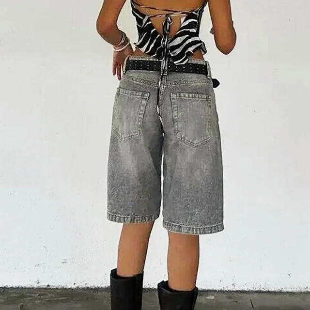 European&American Loose Denim Capris Detail