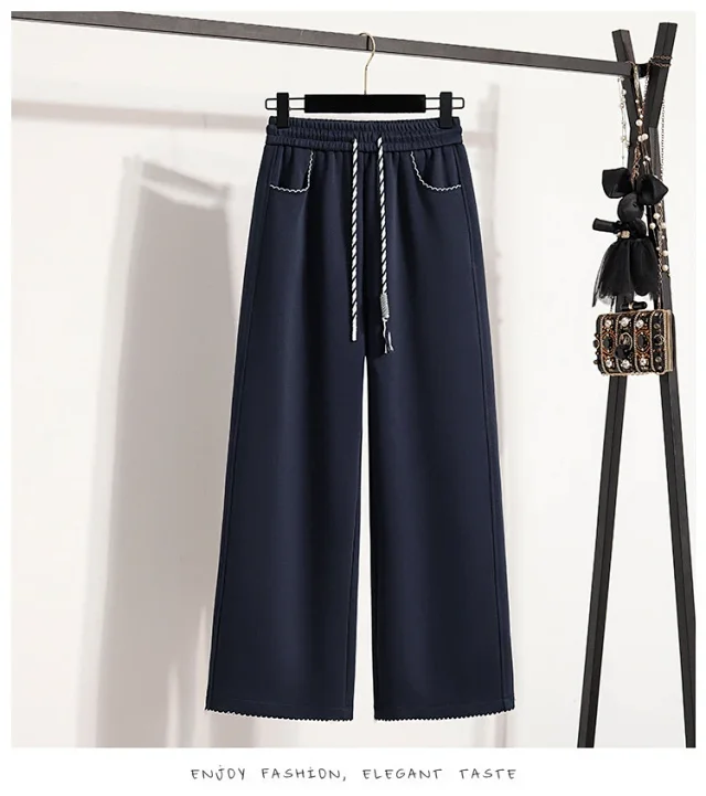 2025 Fall New Women's High - Waist Wide - Leg Sport Pants Detail