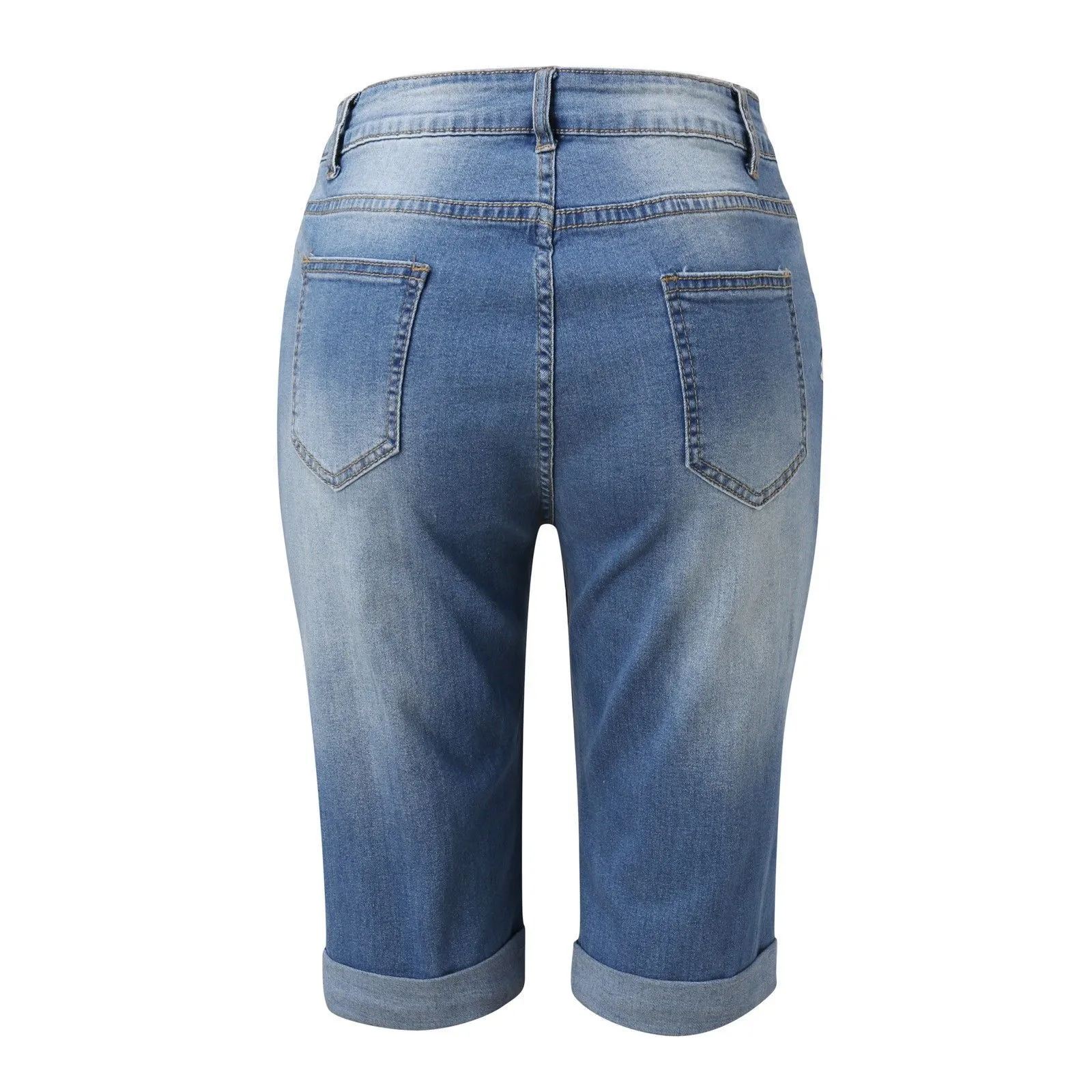 2025 Export-Sourced Slim-Fit Euro-American Hot Girl Jeans (Women's, 7/8 Length, Ripped)