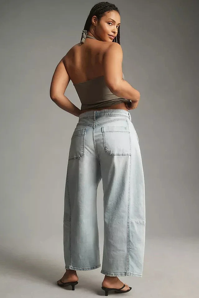 Women's Wide-Leg High-Waist Jeans Detail