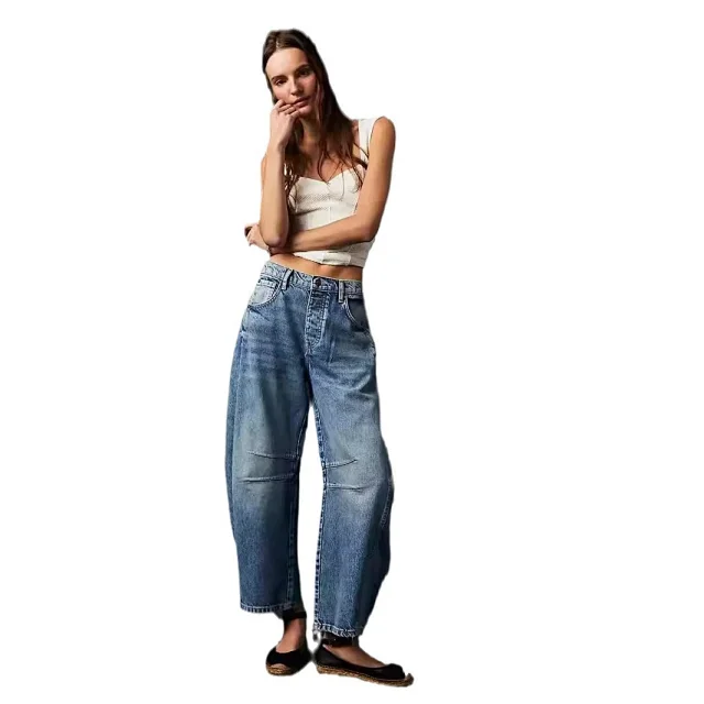 Women's Mid-Low Rise Wide-Leg Jeans Detail