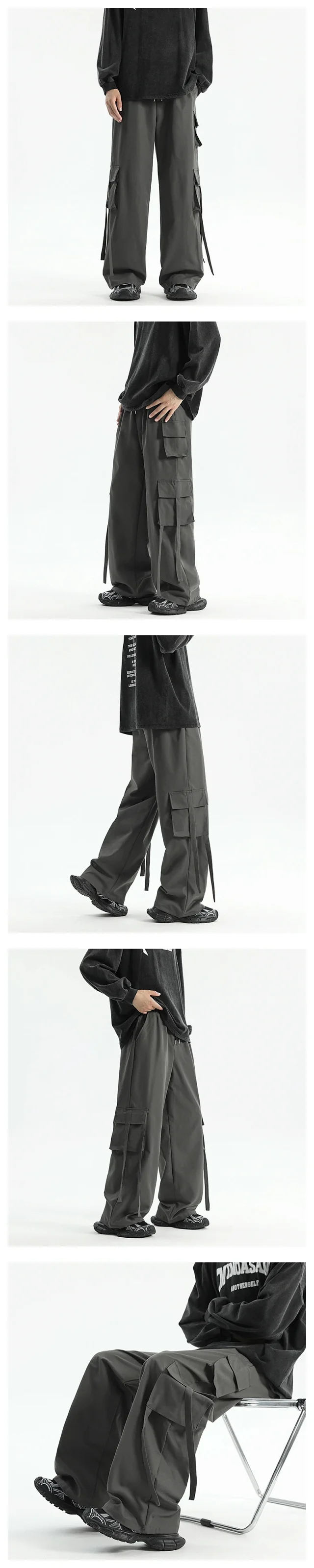 Men's American-style Straight Loose Cargo Pants Detail