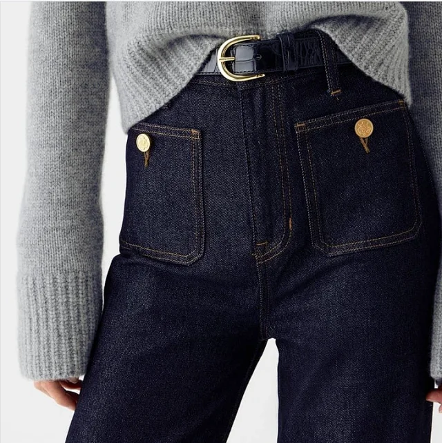 Loose Straight Flare Jeans, High-Waist, All-Match Detail