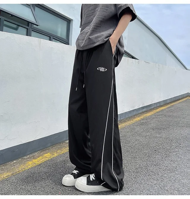 Men's Summer Laser-Punched Loose Ice Silk Trousers Detail
