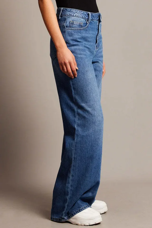 Women's Vintage High-waist Wide-leg Jeans Detail
