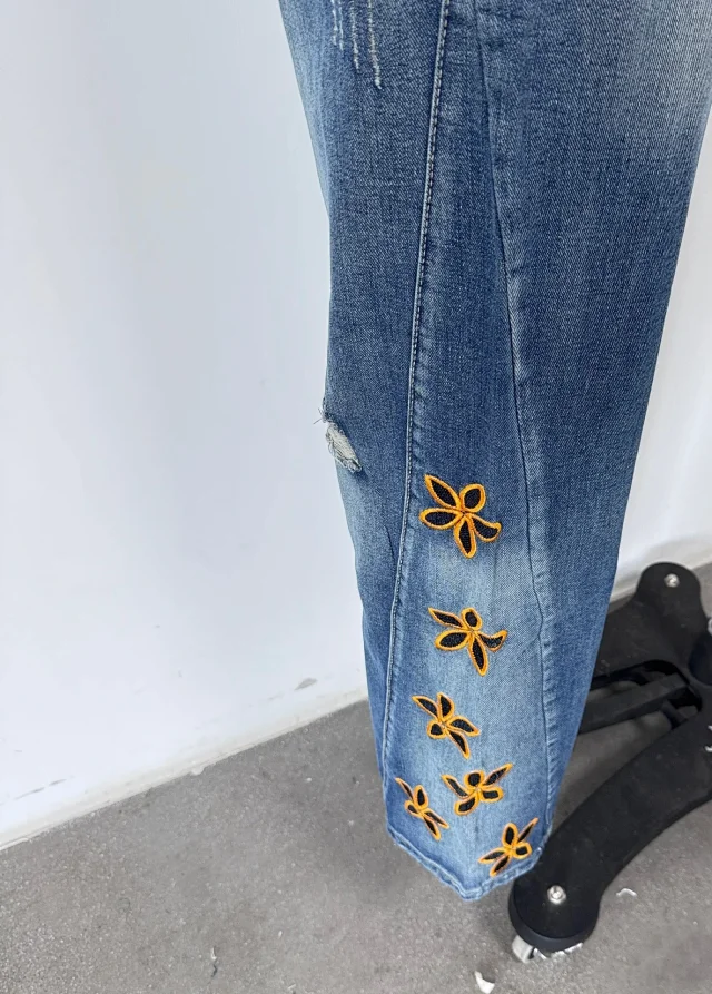 Amazon's Hit: Embroidered High-Waisted Loose Jeans for Women Detail
