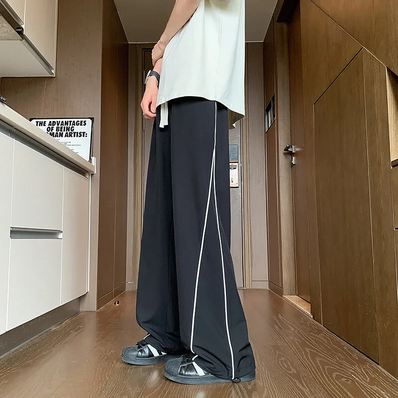 Trendy Brand Striped Ice Silk Pants for Men
