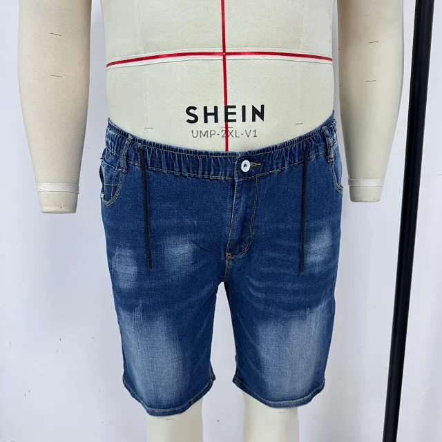 Men's Summer Elastic Waist Denim Shorts (Plus Size) Detail