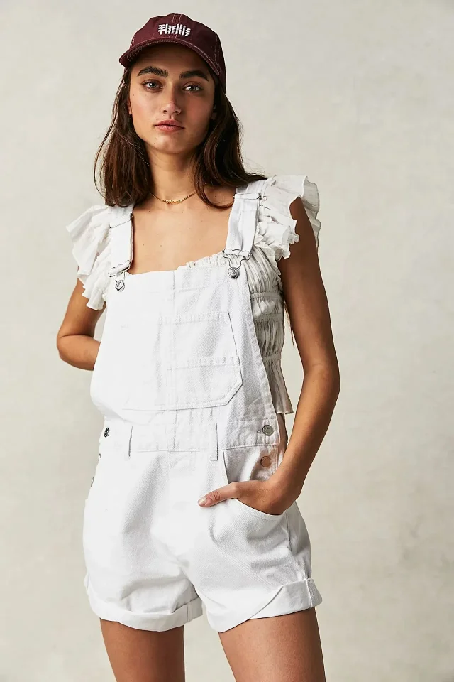 Loose Multi - Pocket Bib Jeans for Women (European & American) Detail