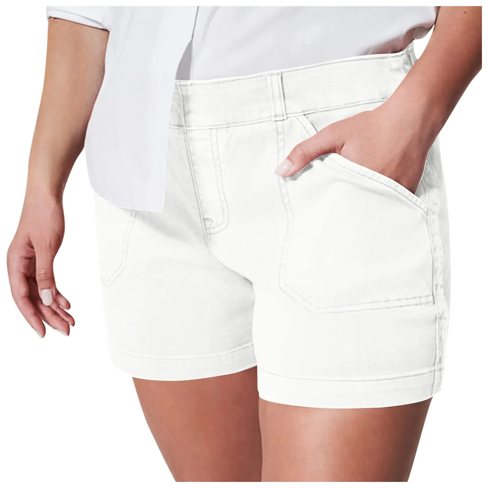 Retro Stretch Denim Shorts for Women