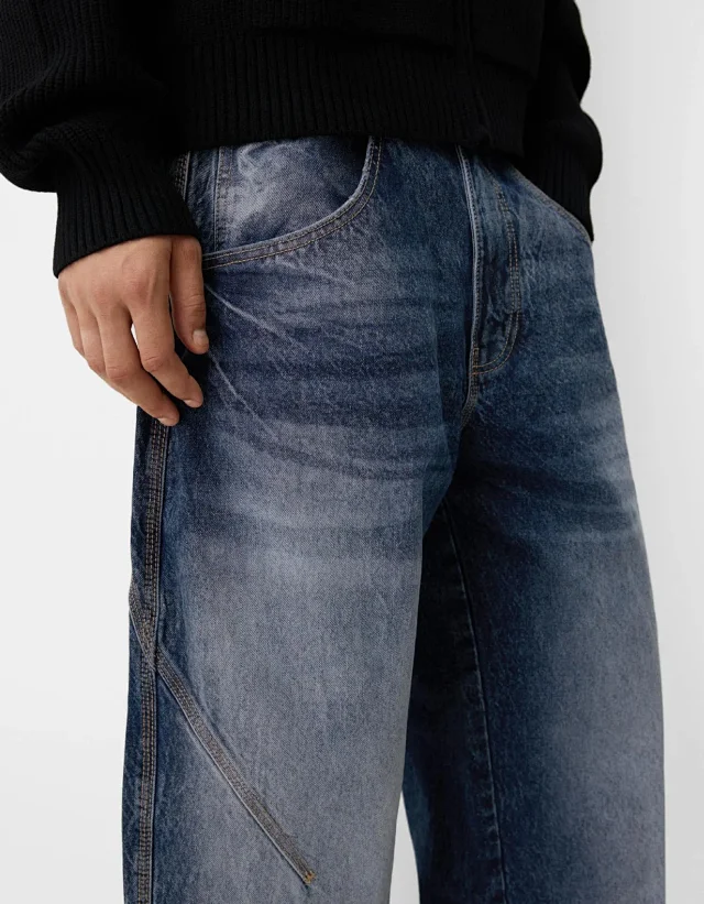Men's Retro Slim Fit Mid - Rise Jeans Detail