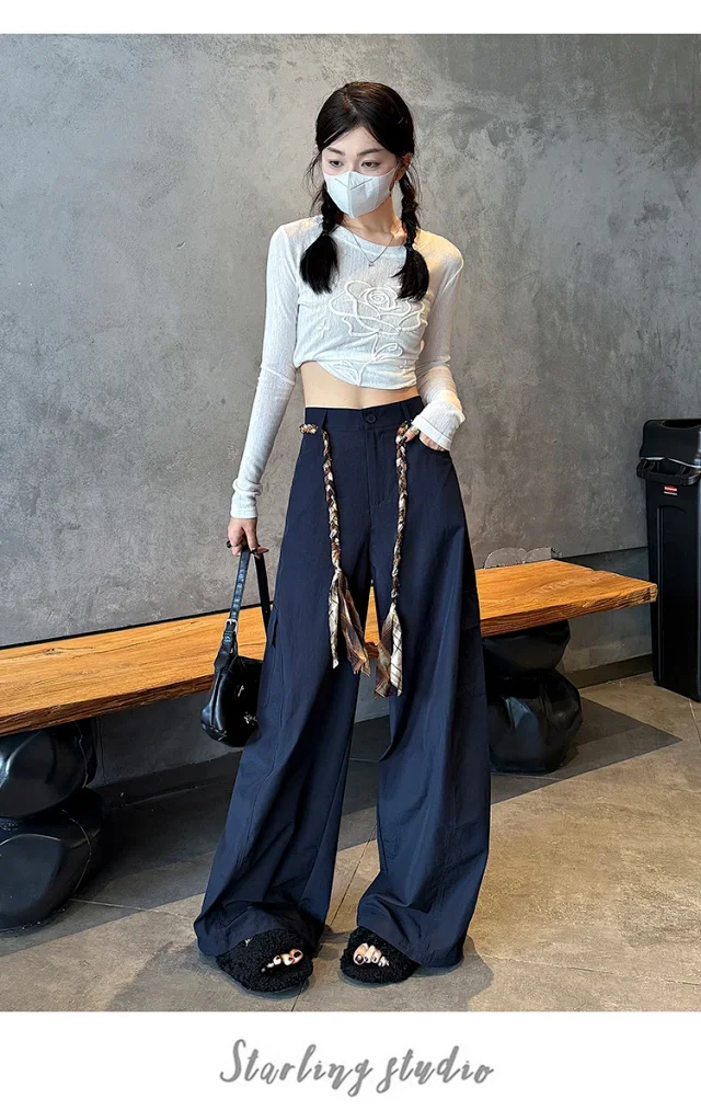 2025 Women's High-Waist Baggy Wide-Leg Cargo Pants Detail