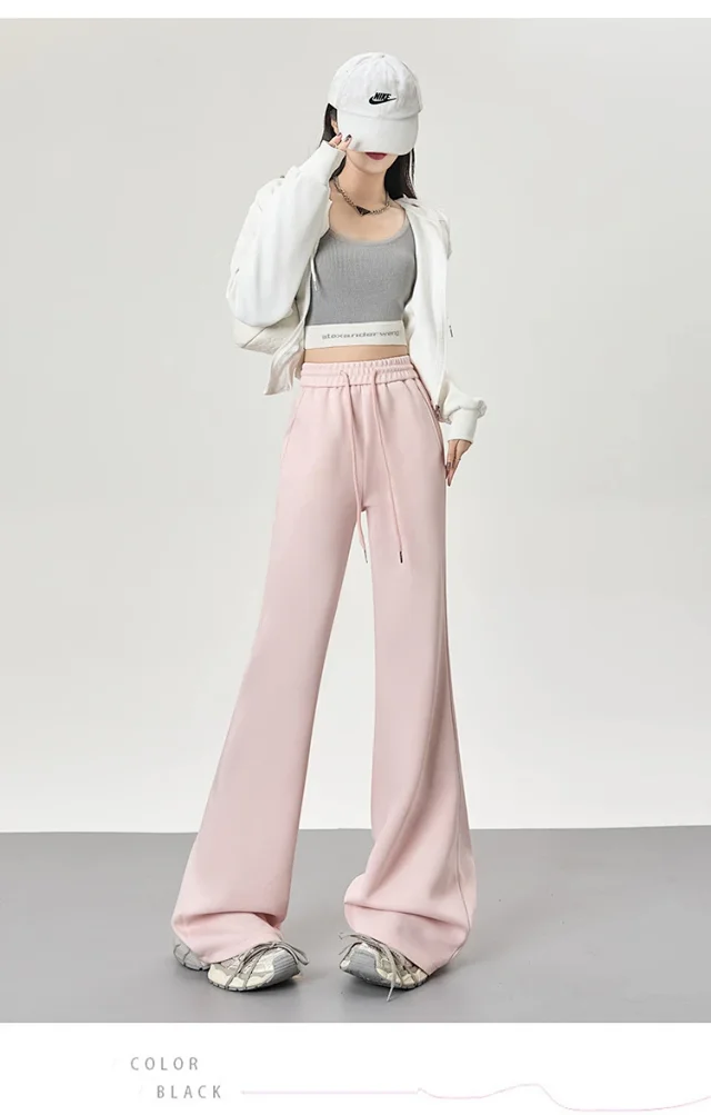 2025 Fall Women's Maillard Horseshoe Pants - High-Waisted, Slimming, American Micro-Flare Long Pants Detail