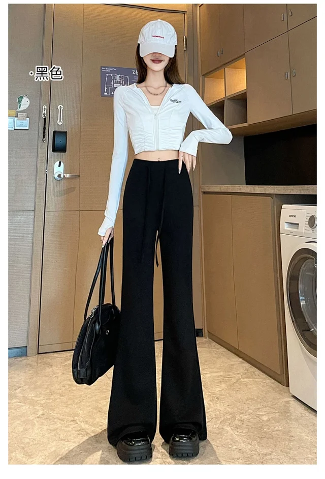 2025 Early Autumn Air Cotton Flared Pants Detail