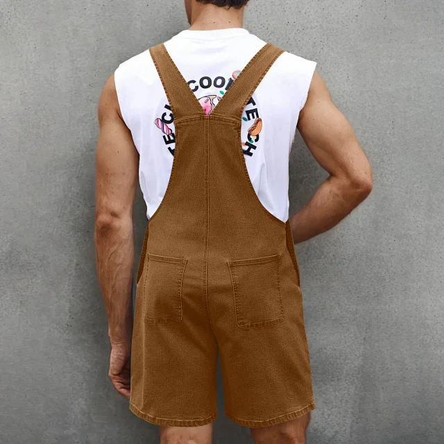 2025 Spring/Summer Men's Euro Luxury Denim Shortalls Detail