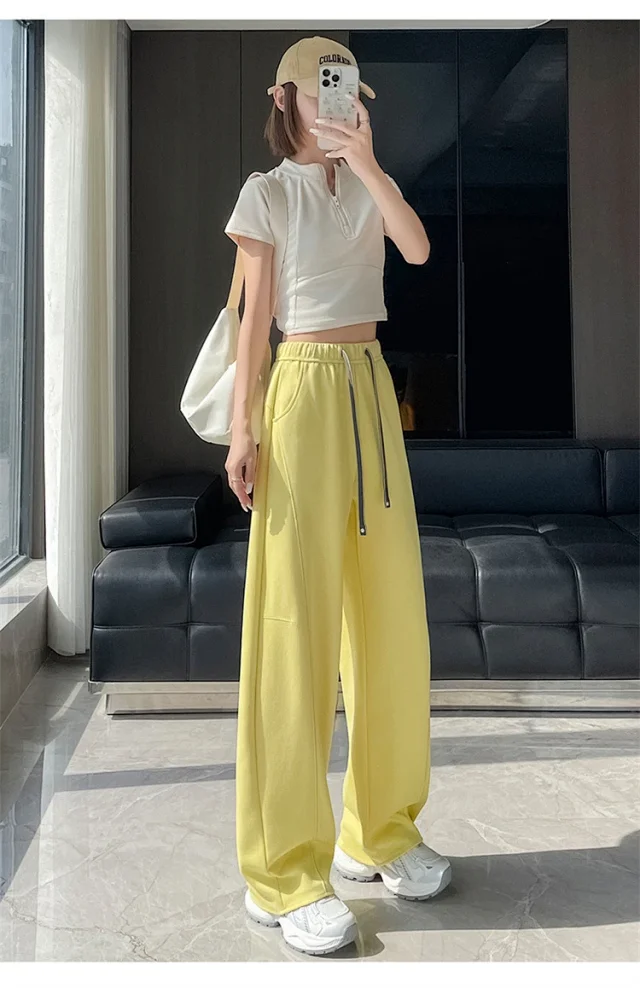 Korean-style Loose Straight Leg Pants 2025 Fall Detail