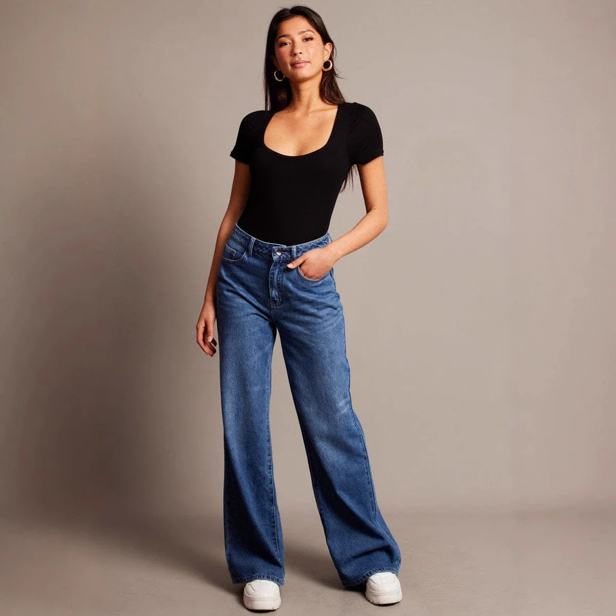 Women's Vintage High-waist Wide-leg Jeans