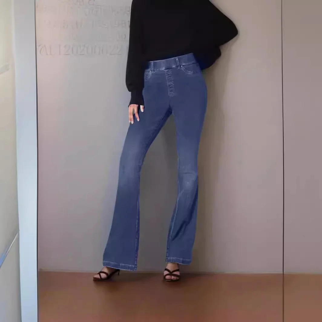 High-waisted Stretch Denim Pants for Women