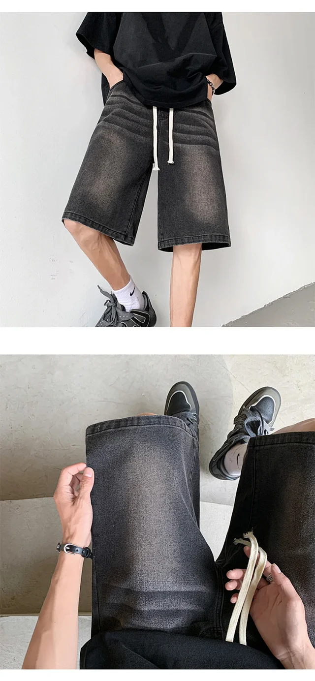 Men's Summer Soft Washed Denim Shorts Detail