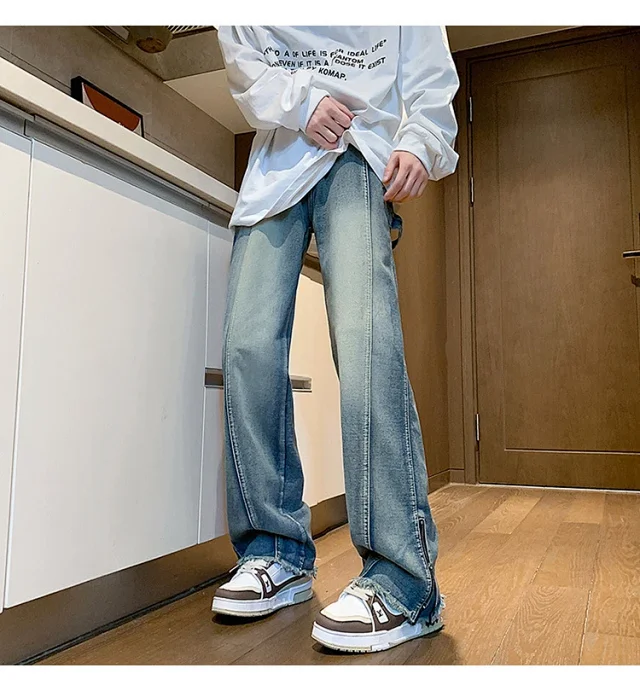 Men's Spring Vibe Side-Zip Hiphop Denim Detail