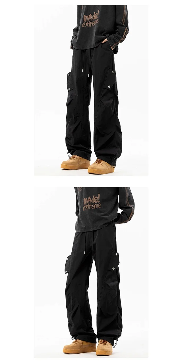 2025 Summer Men's Khaki Parachute Pants Detail