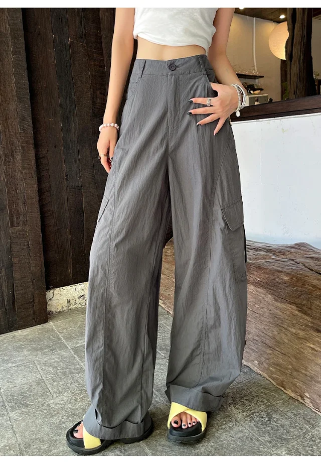 American Style High-Waist Cargo Pants for Women Detail