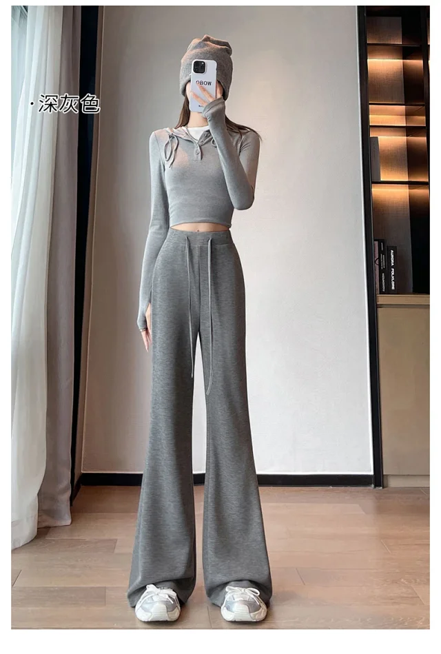 2025 Early Autumn Air Cotton Flared Pants Detail