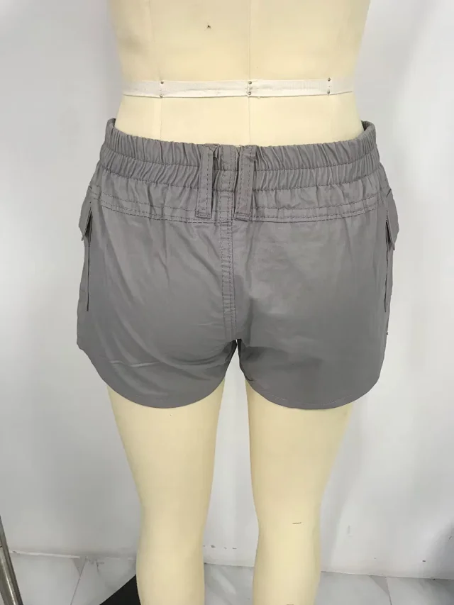 Women's Solid Workwear Denim Shorts Detail